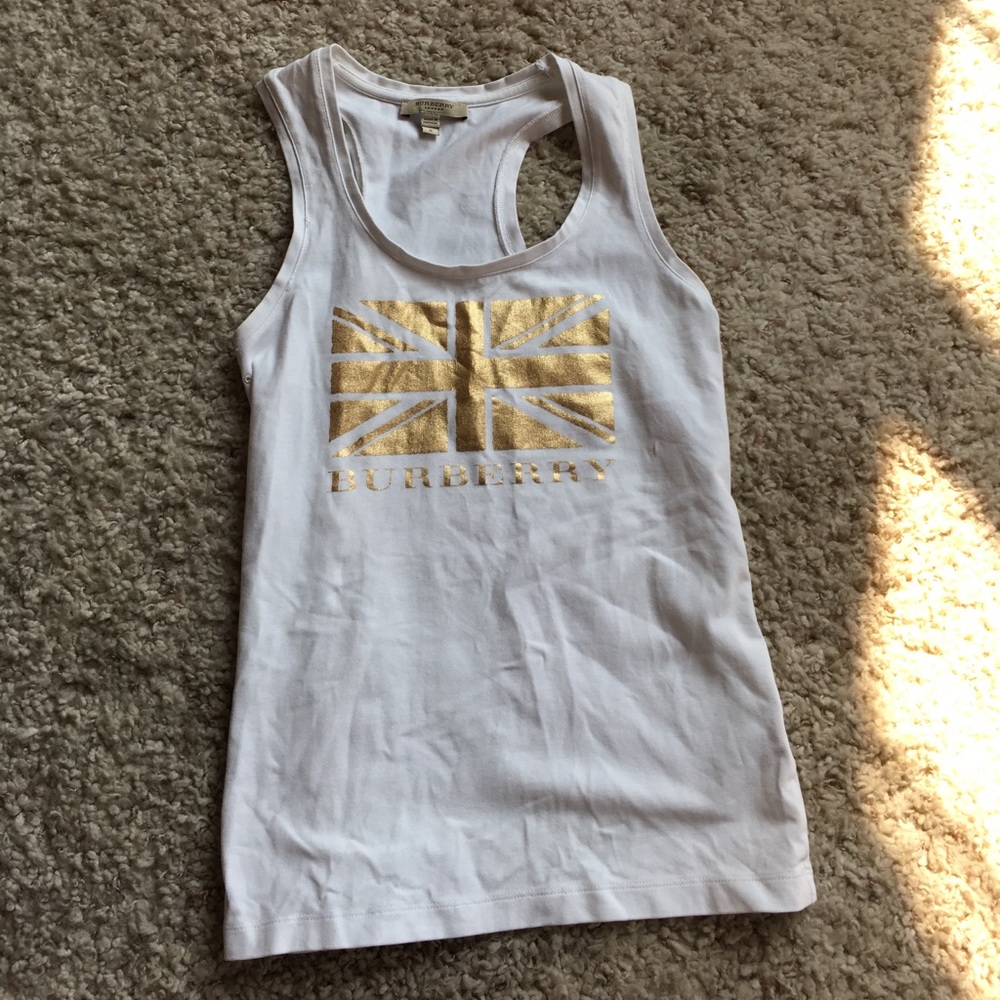 White & Gold Burberry Tank