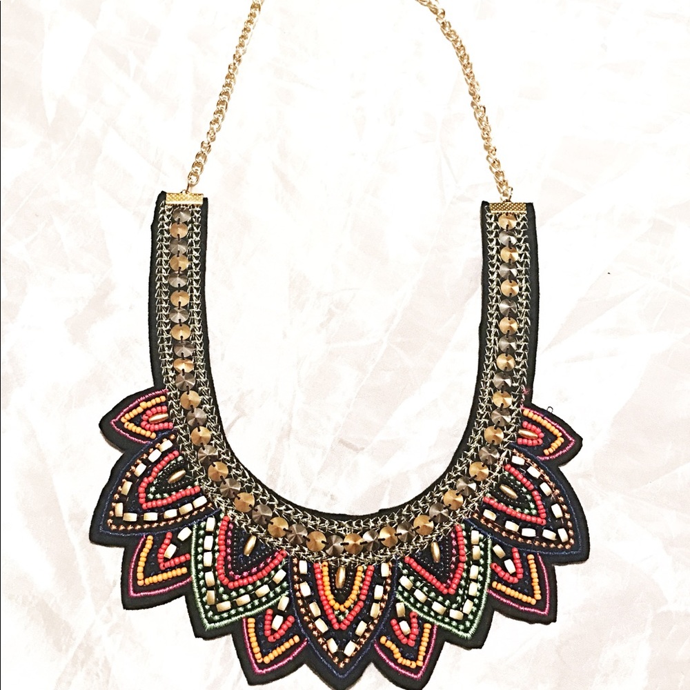 New Bohemian Embroidered Beaded Choker Necklace - Picture 4 of 6