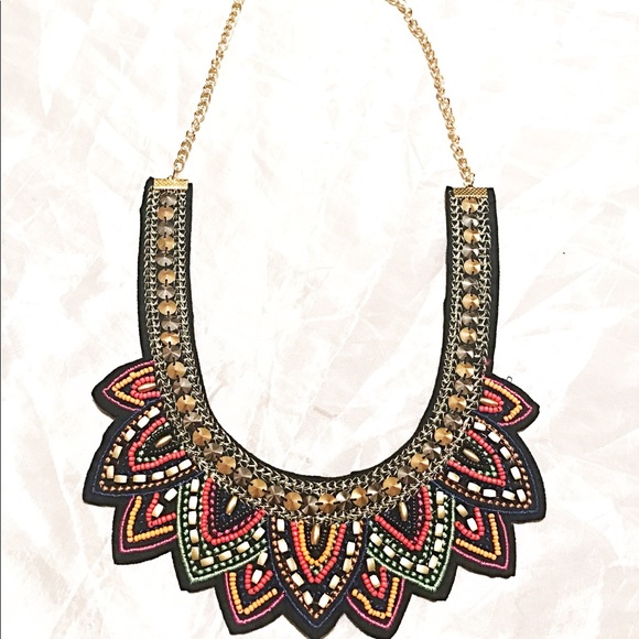 New Bohemian Embroidered Beaded Choker Necklace - Picture 4 of 6