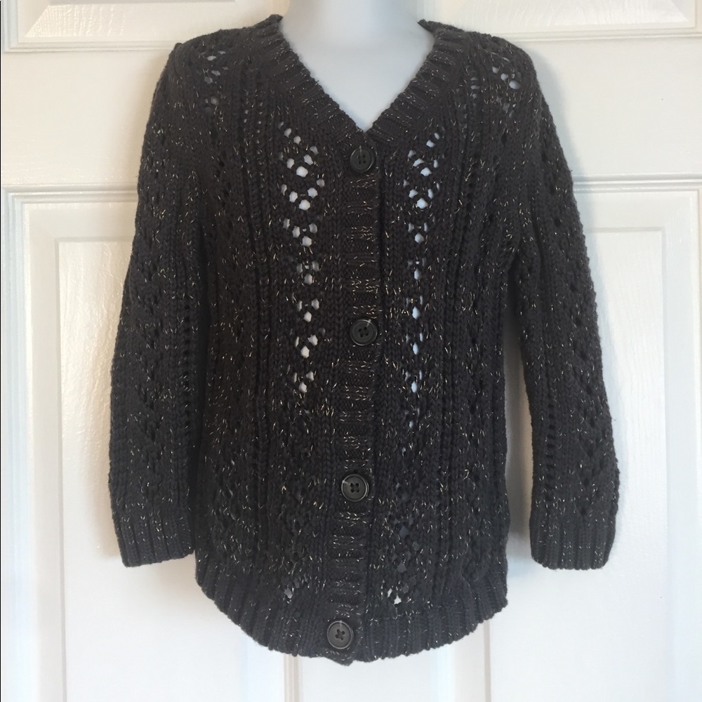 Carter's Grey and Gold Crochet Cardigan Size 3T