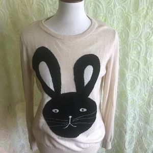 Forever 21 bunny face sweater black white medium