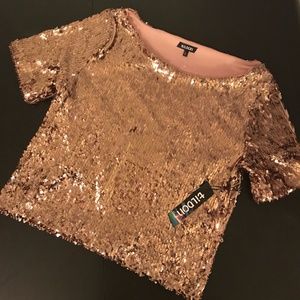 Tildon Pink Sequin crop top Size: M