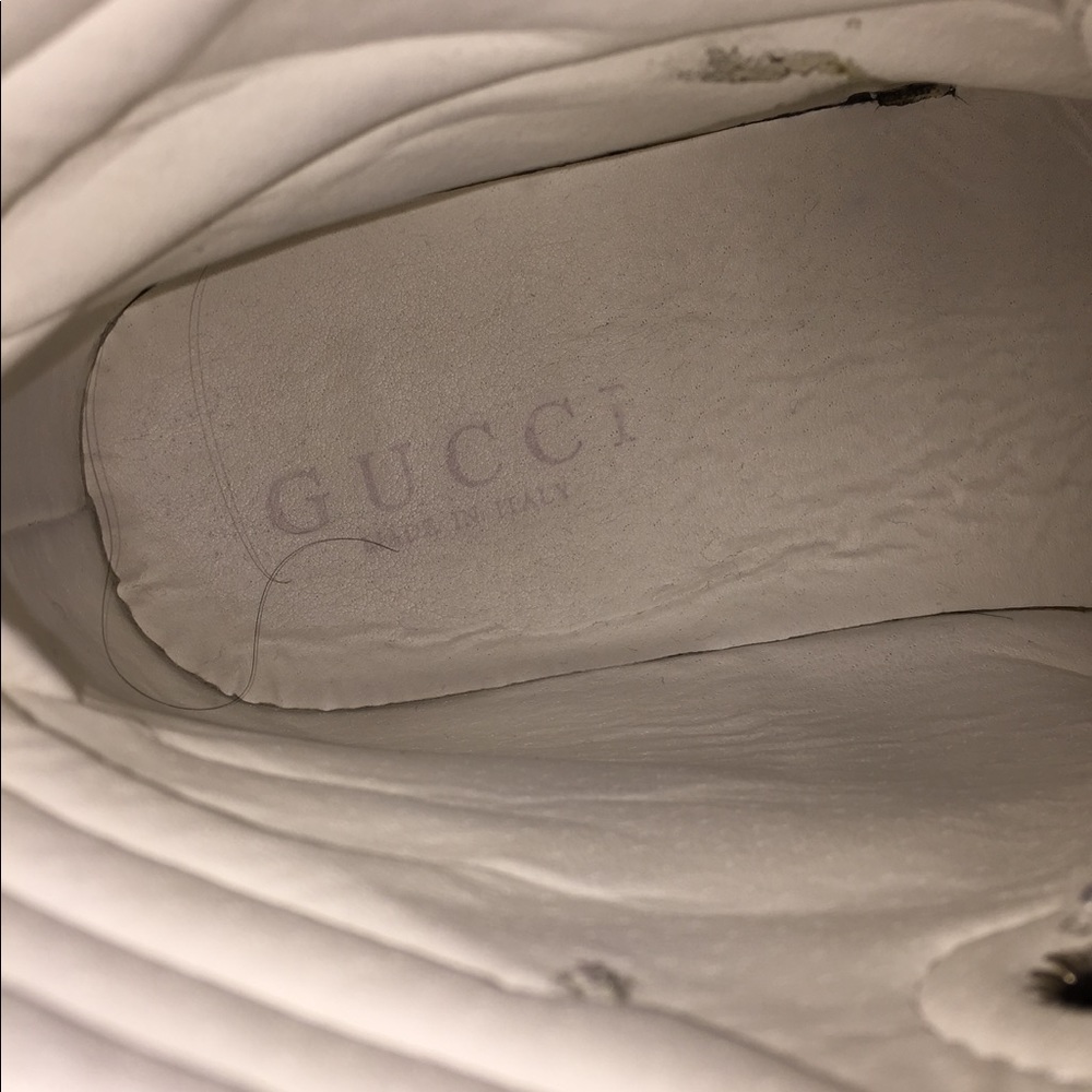 Pair Of White High Top Gucci Shoes