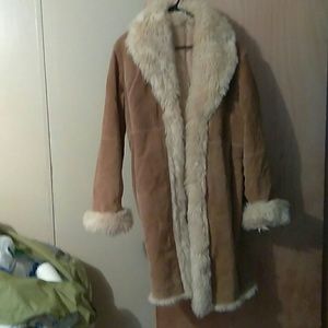Leather fur coat