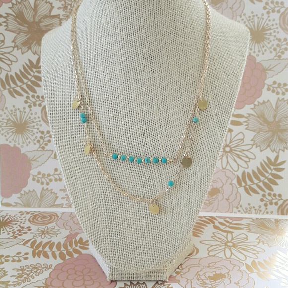 Turquoise & Gold Layered Necklace - Picture 3 of 5