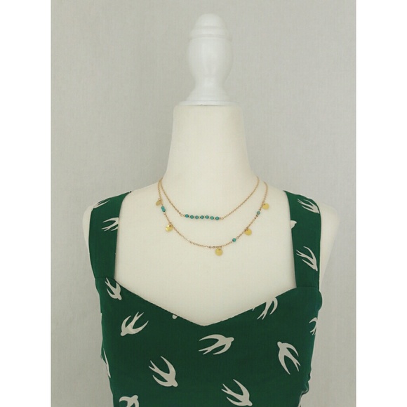 Turquoise & Gold Layered Necklace - Picture 4 of 5