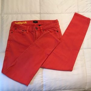 Orange J.Crew toothpick jeans