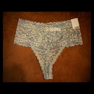 Pretty green high-waist lace thong, NWT