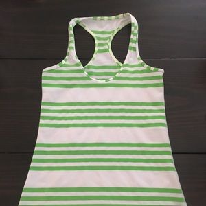Lululemon white with green stripe racerback tank