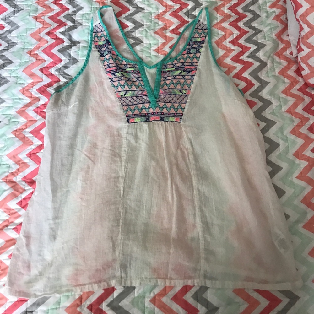 Sheer embroidered tank