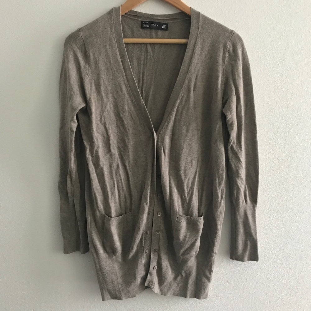 Long taupe Zara cardigan