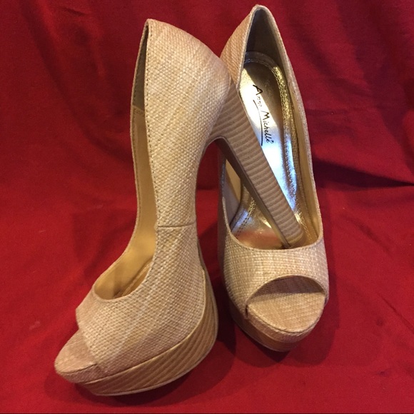 Anne Michelle Natural Peep Toe Pumps 👠 Lust-01 - Picture 7 of 7