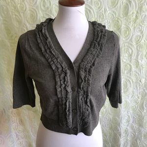 Anthropologie crop cardigan olive green medium