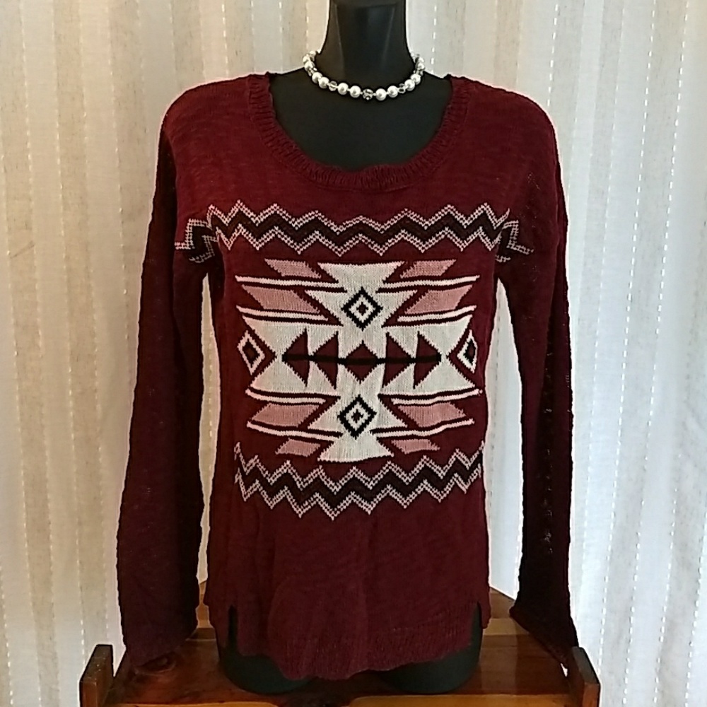 Pink rose tribal sweater