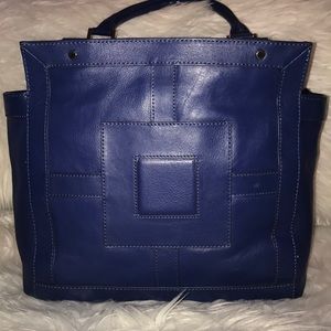 Cobalt blue. Jonathan Adler leather handbag.