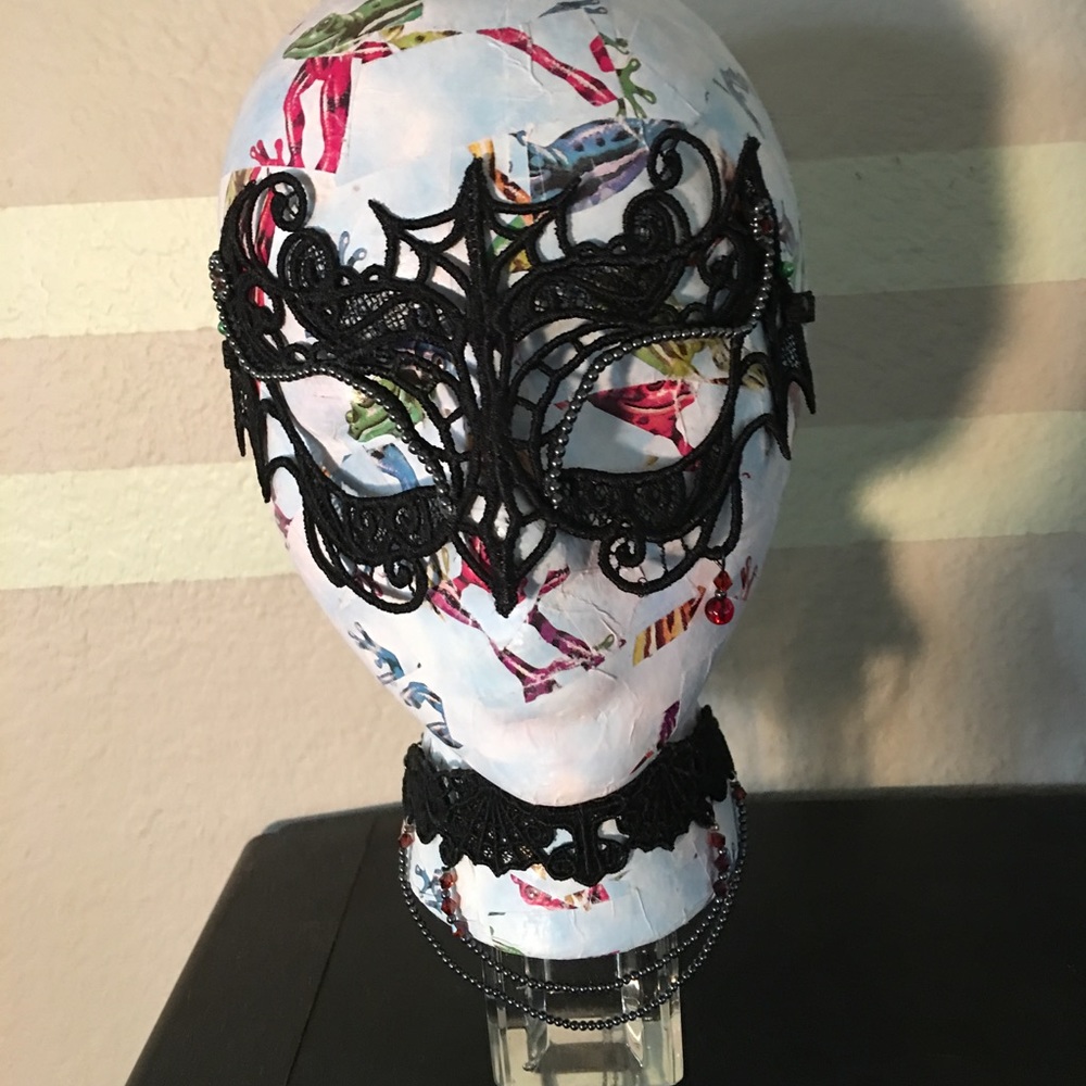 Gothic bat mask and choke collar