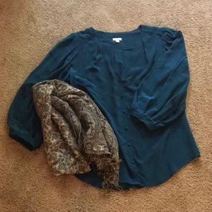 100% Silk Dark Teal Blouse