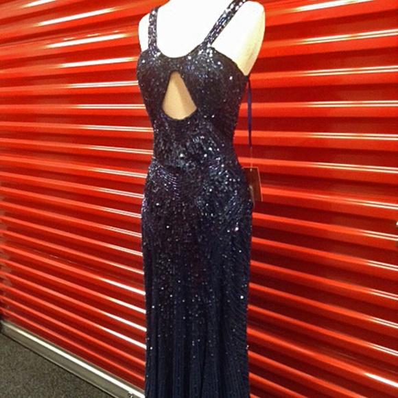 NEW Gown Party Prom Long Evening Dress Navy - Picture 5 of 5