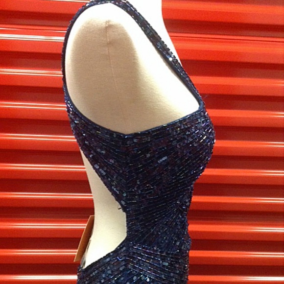 NEW Gown Party Prom Long Evening Dress Navy - Picture 3 of 5