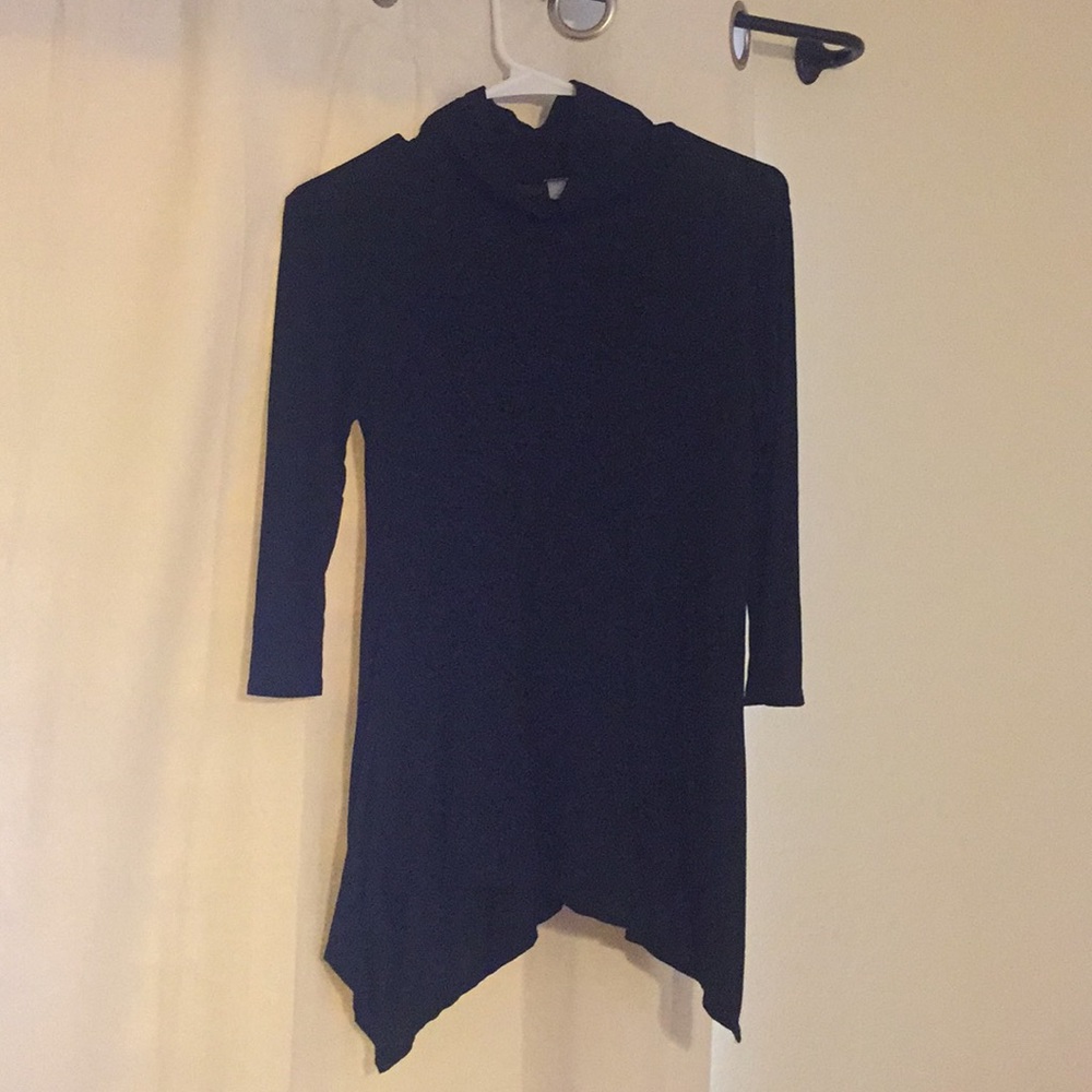 Black, asymmetrical, flowy top