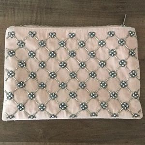 Free people soft pink beaded clutch