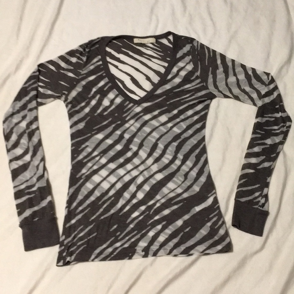 Semi sheer long sleeve zebra tee