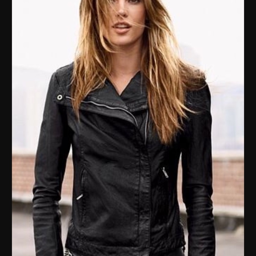 Asymmetrical Zip Black Leather Jacket