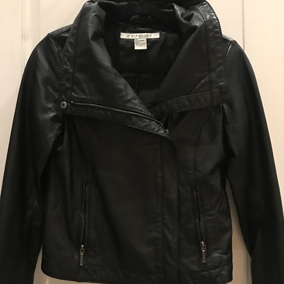 Asymmetrical Zip Black Leather Jacket - Picture 4 of 6