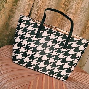 ALDO purse houndstooth tote classy gold edge new