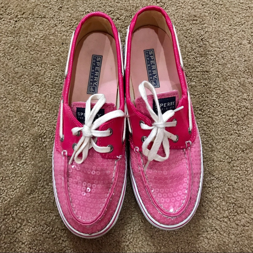 Sperry Boat Shoes Top Sider Pink Sequin