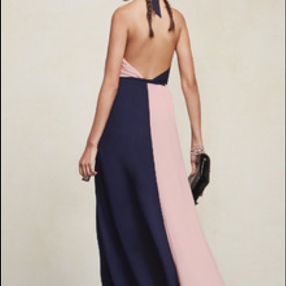 Color Block Maxi Halter Dress - Picture 2 of 2