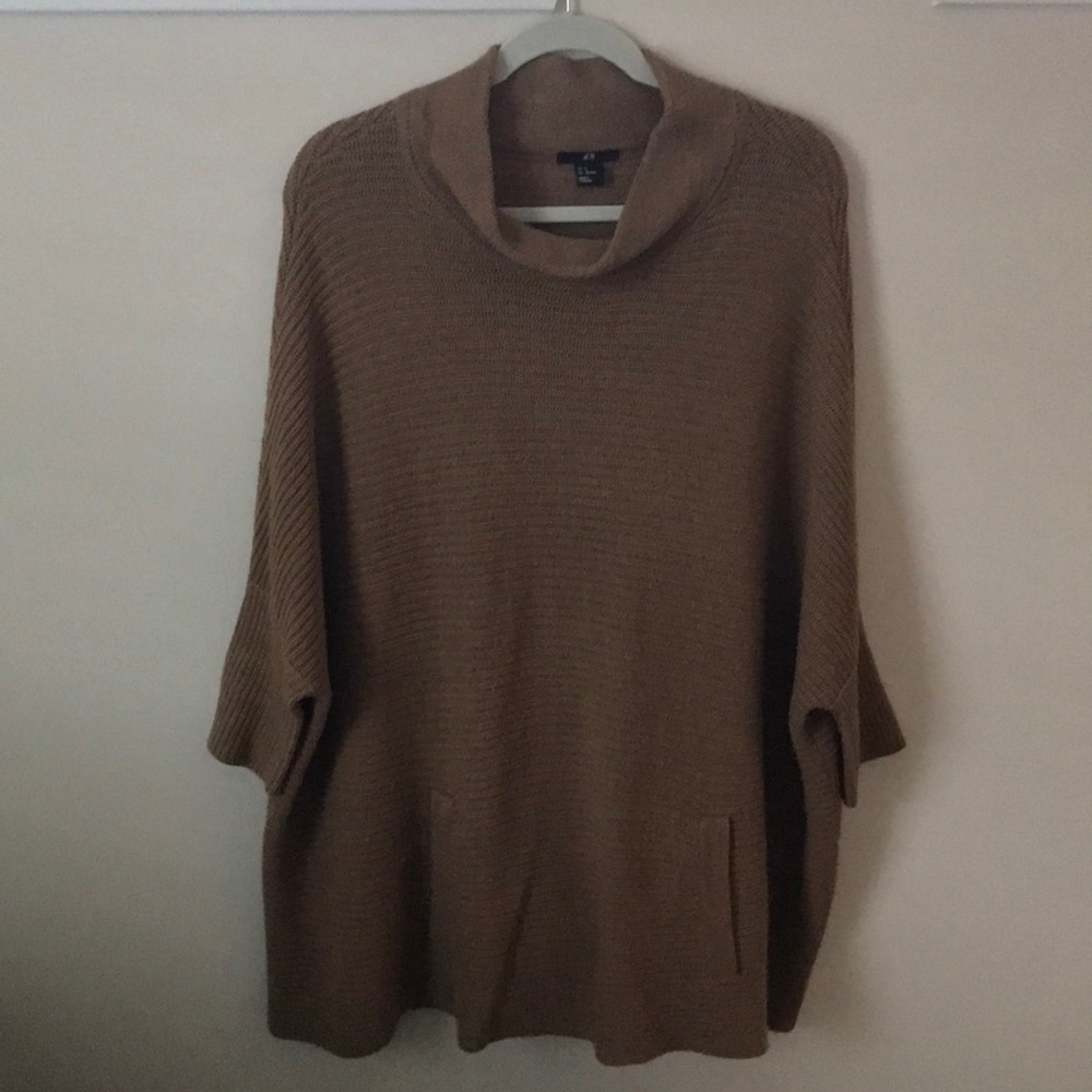 Brown cowl neck sweater dress