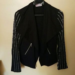 Jet Black open front beaded jacket