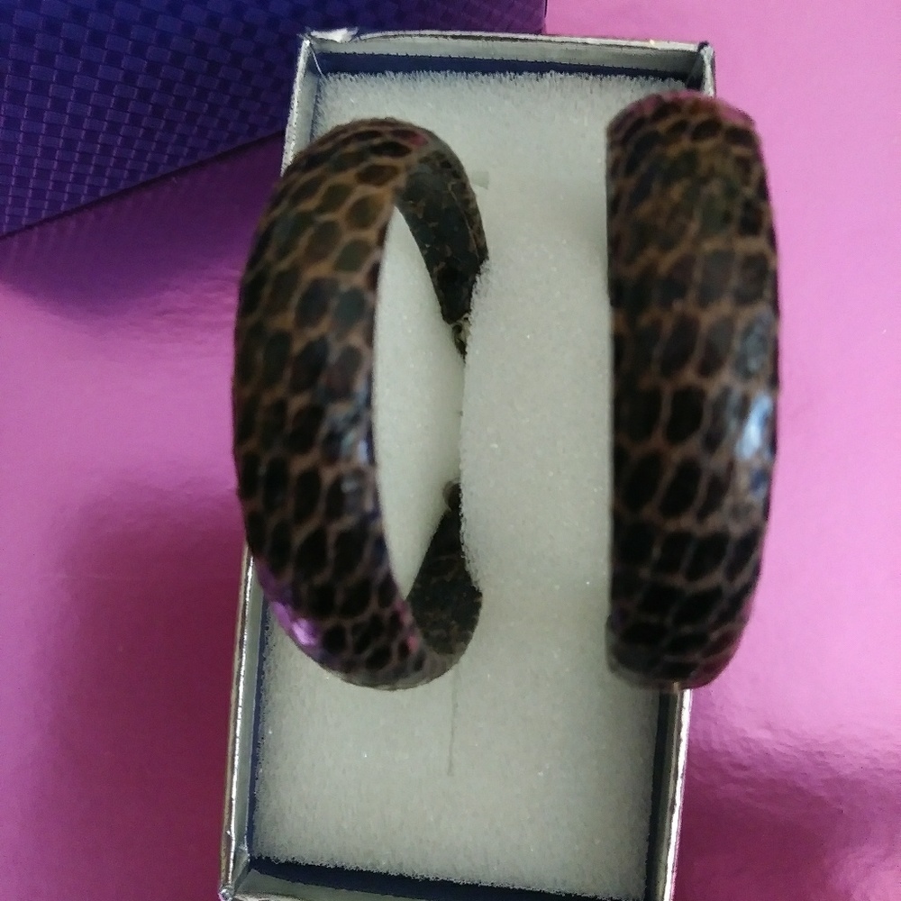 Cookie Lee faux reptile skin Hoop Earrings
