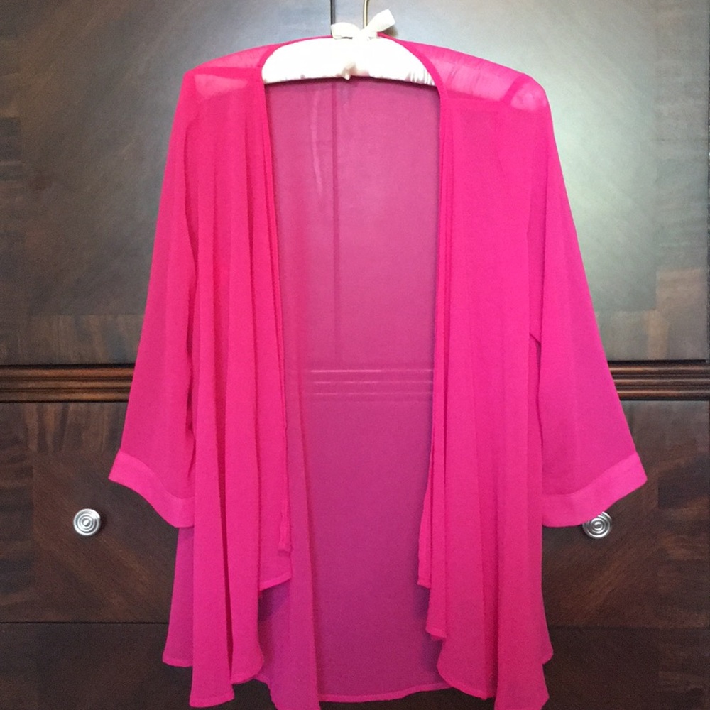 Pink sheer kimono