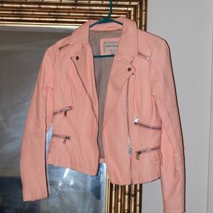 River island Pastel Pink Faux Leather Moto Jacket