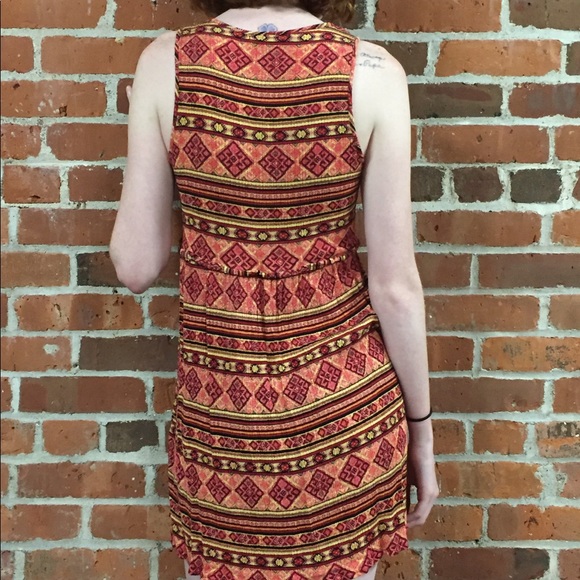 Orange and yellow printed mini dress - Picture 2 of 4