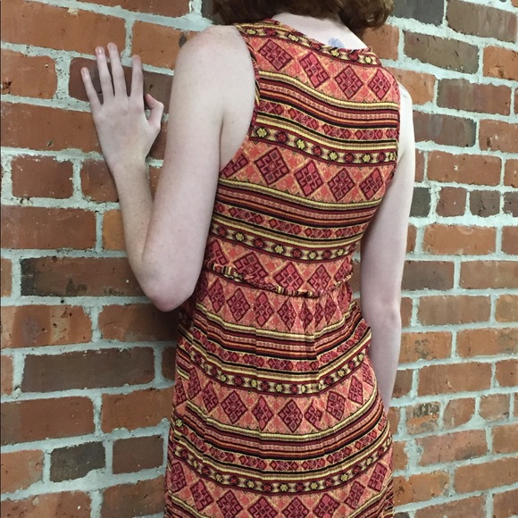 Orange and yellow printed mini dress - Picture 3 of 4