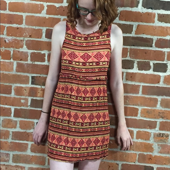 Orange and yellow printed mini dress - Picture 4 of 4