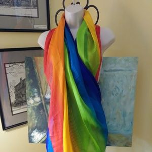 Large Rainbow striped Scarf- Beach cover-up