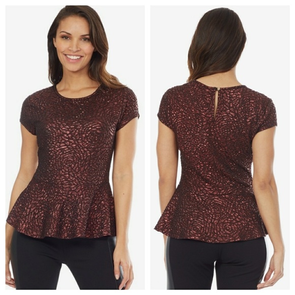 noir Tops - 🔥CLEARANCE! Noir Metallic red pelpum top