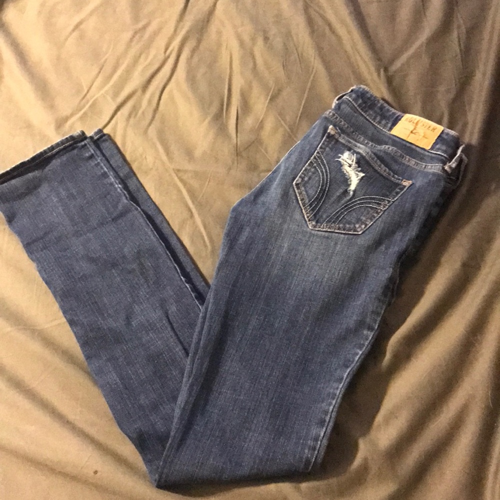 Hollister Medium Wash Destroyed Skinny Jeans