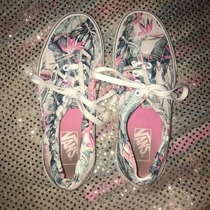 floral tropical print vans