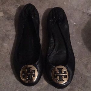 Tory Burch black slip on leather flats