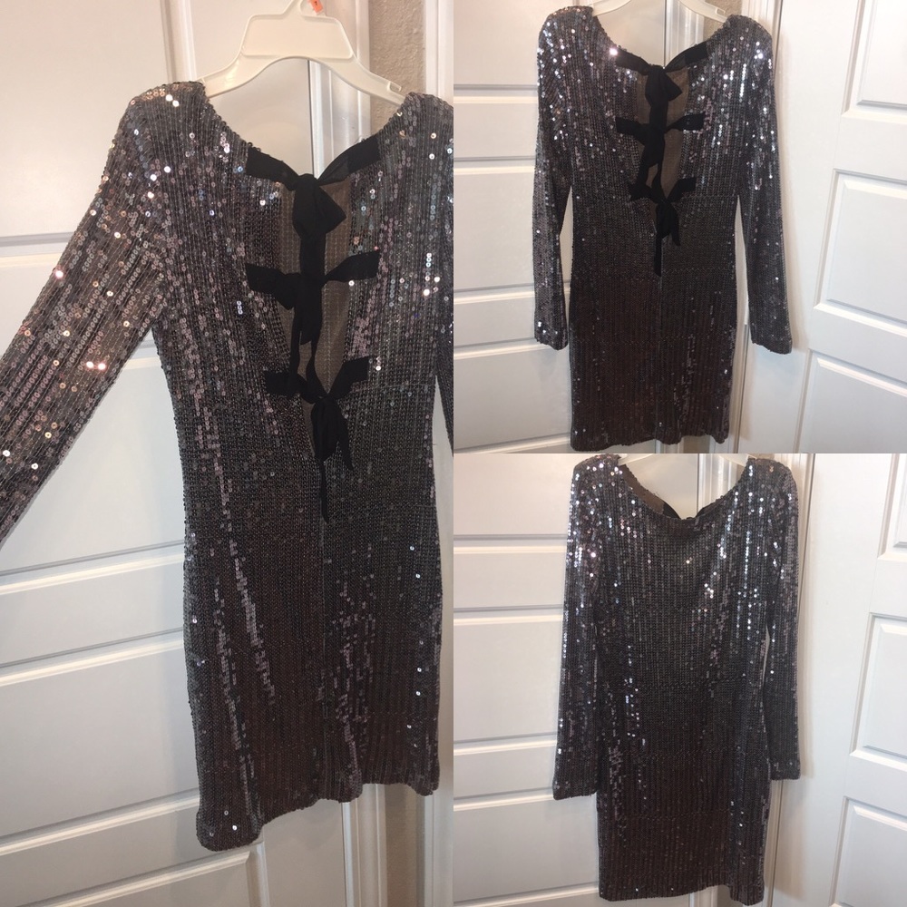Sequin silver fitted dress