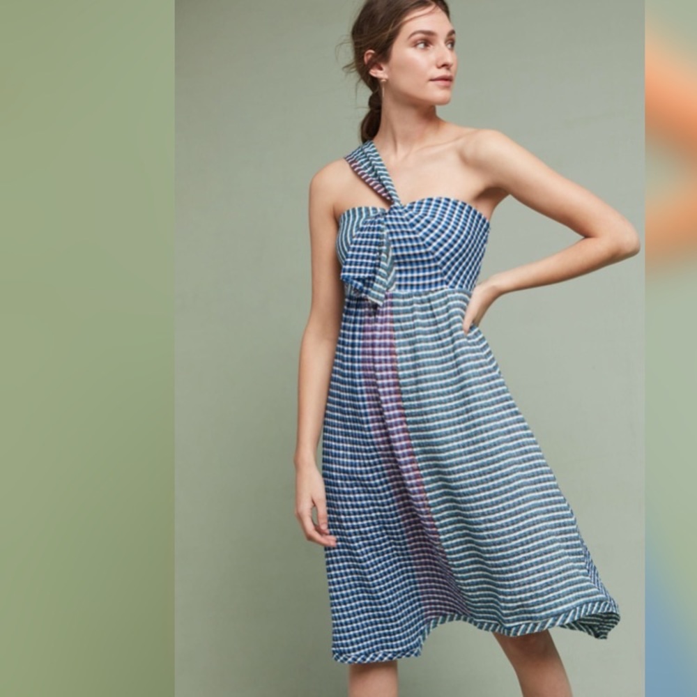 NWT Anthropologie Maeve Waverly One-Shoulder Dress
