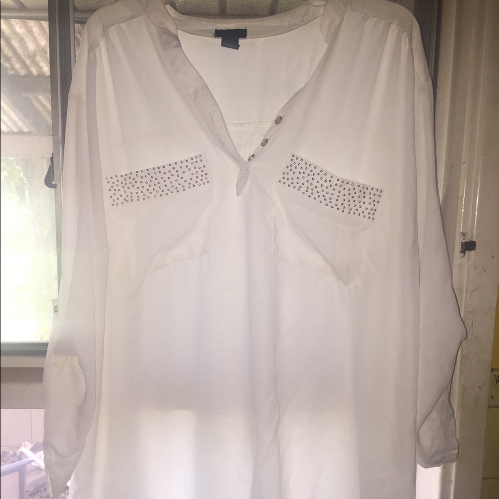 White blouse with gold detailing