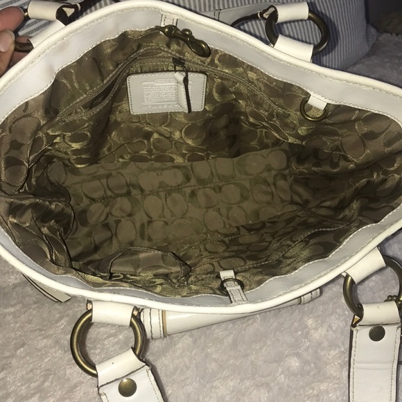 Coach White straw tote. Slightly used. - Picture 2 of 5