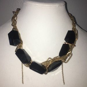 Multi-Style Golden and Black Statement Necklace