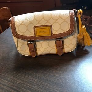 White, Tan, & Yellow Nine West Cross-Body Purse